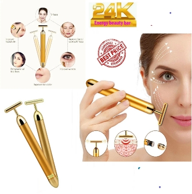 Picture of T-Shape 24k Energy Beauty Bar Vibrating Facial Roller Massager Face-lift Device Skin Tightening Anti-wrinkle Massage Roller - 