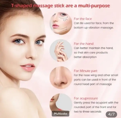 Picture of T-Shape 24k Energy Beauty Bar Vibrating Facial Roller Massager Face-lift Device Skin Tightening Anti-wrinkle Massage Roller - 