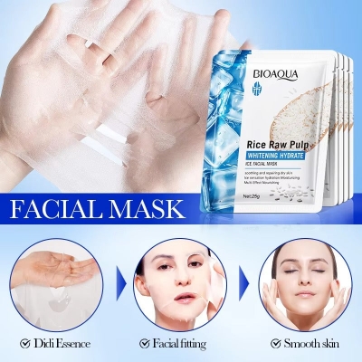 Picture of BIOAQUA Rice Raw Pulp Hydrating Ice Facial Sheet Mask- 25g - 
