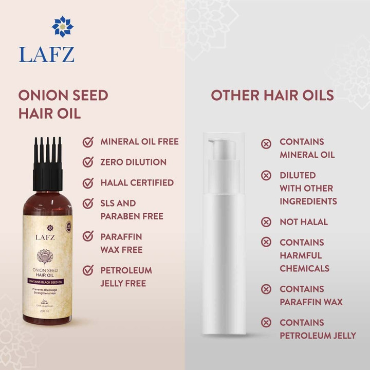 Picture of LAFZ Onion Seed Reduces Hair Fall Essential Hair Oil- 100ml - 