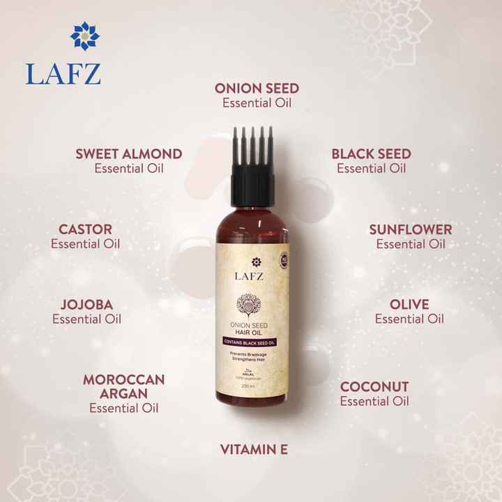 Picture of LAFZ Onion Seed Reduces Hair Fall Essential Hair Oil- 100ml - 