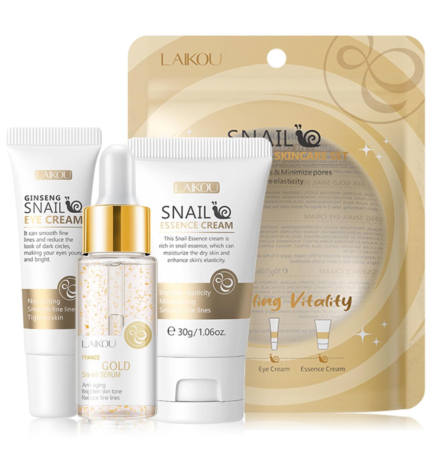 Picture of LAIKOU Snail Revitalizing Sparkling Vaitality Skin Care 3 Pcs Set- 62g - 