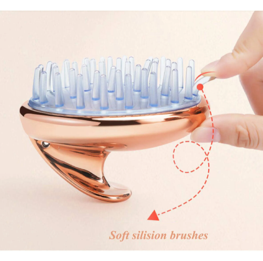 Picture of Soft plastic handle silicone head hair scalp massager cleaning hair brush - 