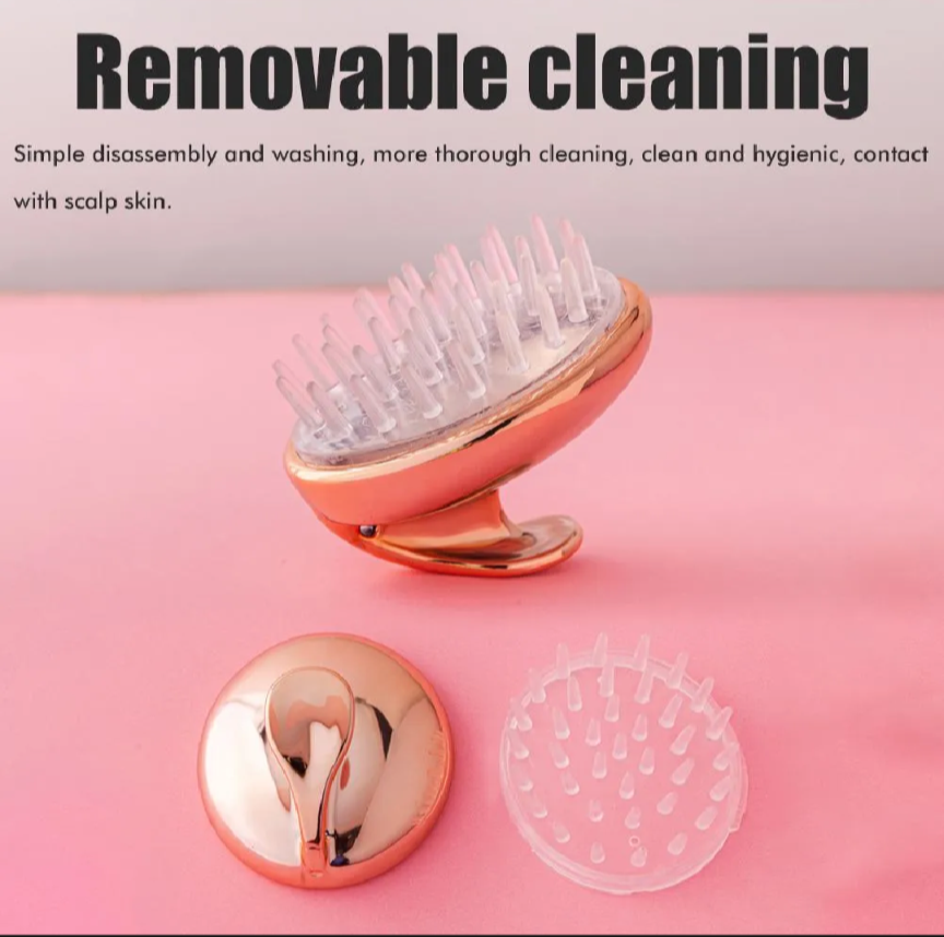 Picture of Soft plastic handle silicone head hair scalp massager cleaning hair brush - 