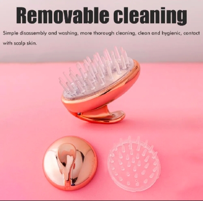 Picture of Soft plastic handle silicone head hair scalp massager cleaning hair brush - 