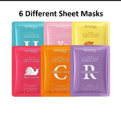 Picture of BIOAQUA Anti-Aging, Moisturizing Smooth Skin Skin Care Face Sheet Masks- 6 Pcs Combo - 
