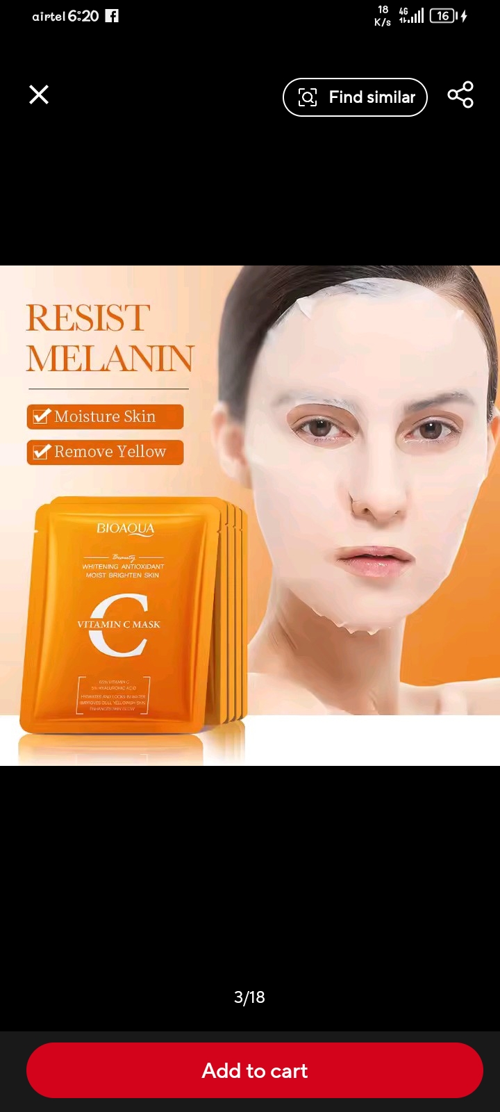 Picture of BIOAQUA Anti-Aging, Moisturizing Smooth Skin Skin Care Face Sheet Masks- 6 Pcs Combo - 