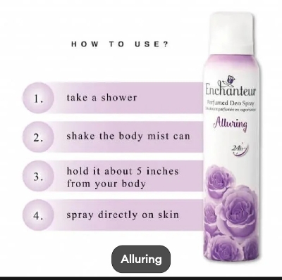 Picture of Enchanteur Alluring Deodorant Perfumed Body Spray- 150ml - 