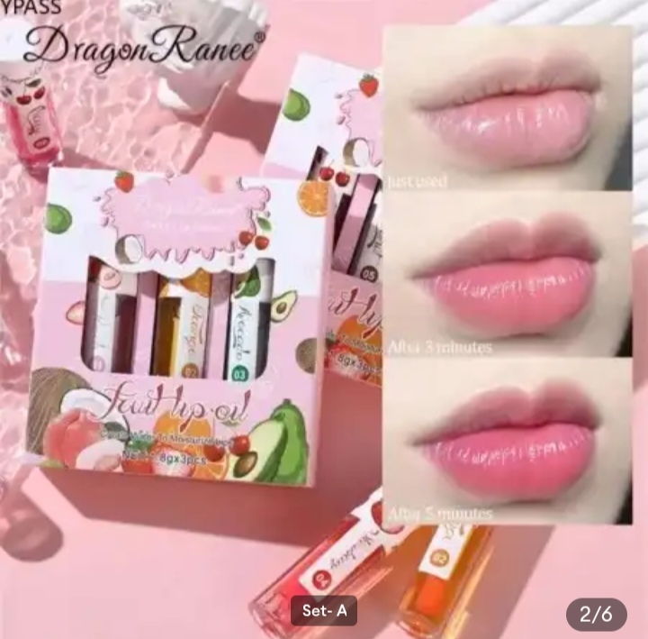 Picture of Dragon Ranee Moisturizing Fruit Lip Oil Set- 1.8gX3 Pcs - 