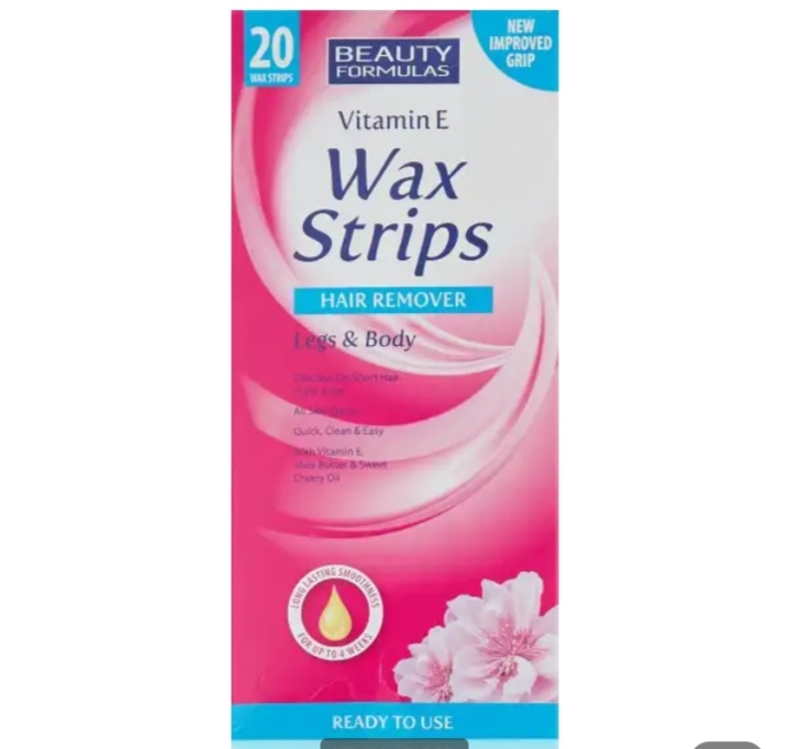 Picture of Beauty Formulas Vitamin E Hair Removal Legs & Body Wax Stripes- 20 Wax Stripes - 