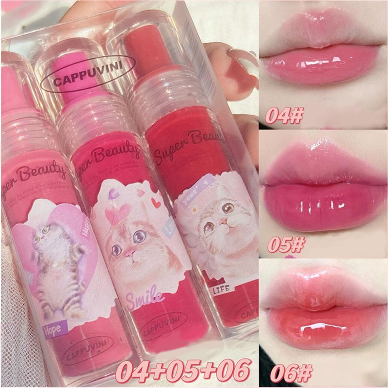 Picture of Cappuvini 3 in 1 Cute Cat Jelly Lip Tint- 3 Pcs/Set - 