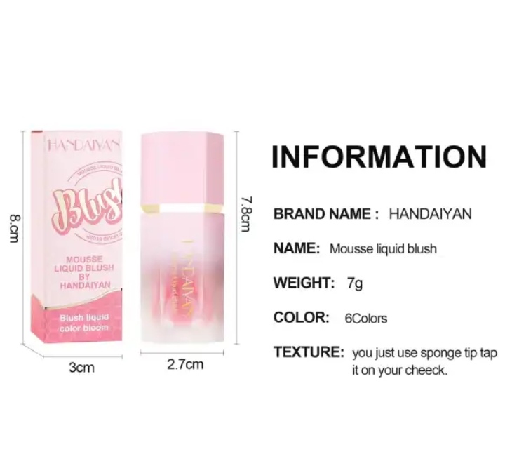 Picture of HANDAIYAN Mousse Liquid Blush with Fine Glitter- #3 Coral - 