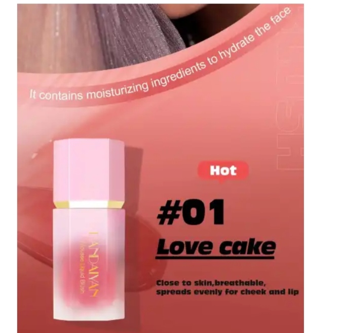 Picture of HANDAIYAN Mousse Liquid Blush with Fine Glitter- #1 Love Cake - 