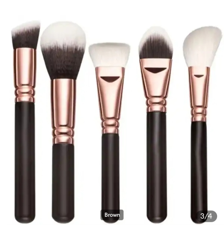 Picture of 15 Pcs/Set Brown Colour Makeup Brush Set with Bag - 
