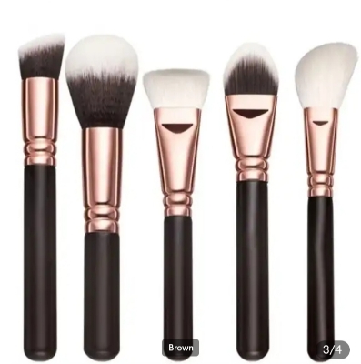 Picture of 15 Pcs/Set Brown Colour Makeup Brush Set with Bag - 
