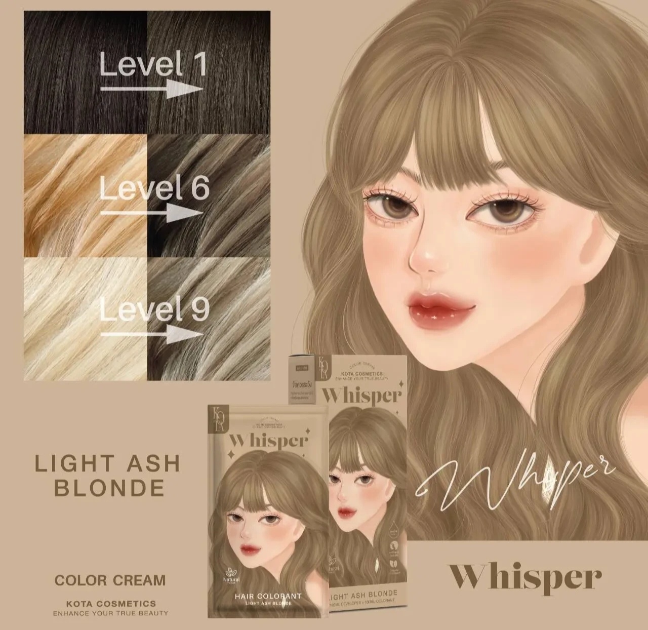 Picture of Kota Cosmetics Hair Color Cream Whisper- Light Ash-100ml - 