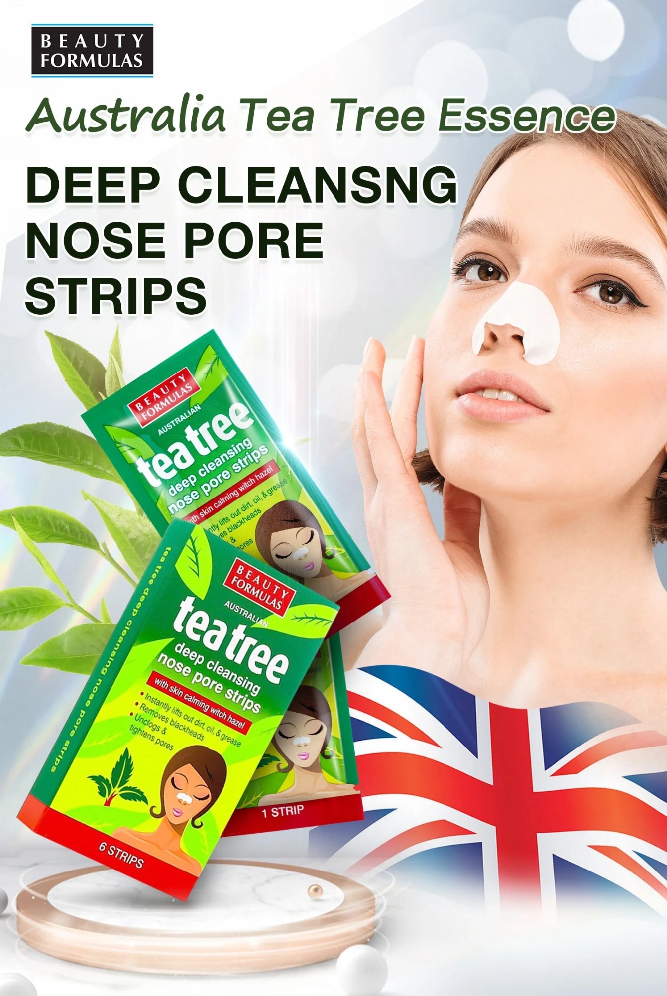 Picture of Beauty Formulas Australia Tea Tree Deep Cleansing Nose Pore Stripes- 6 Stripes - 