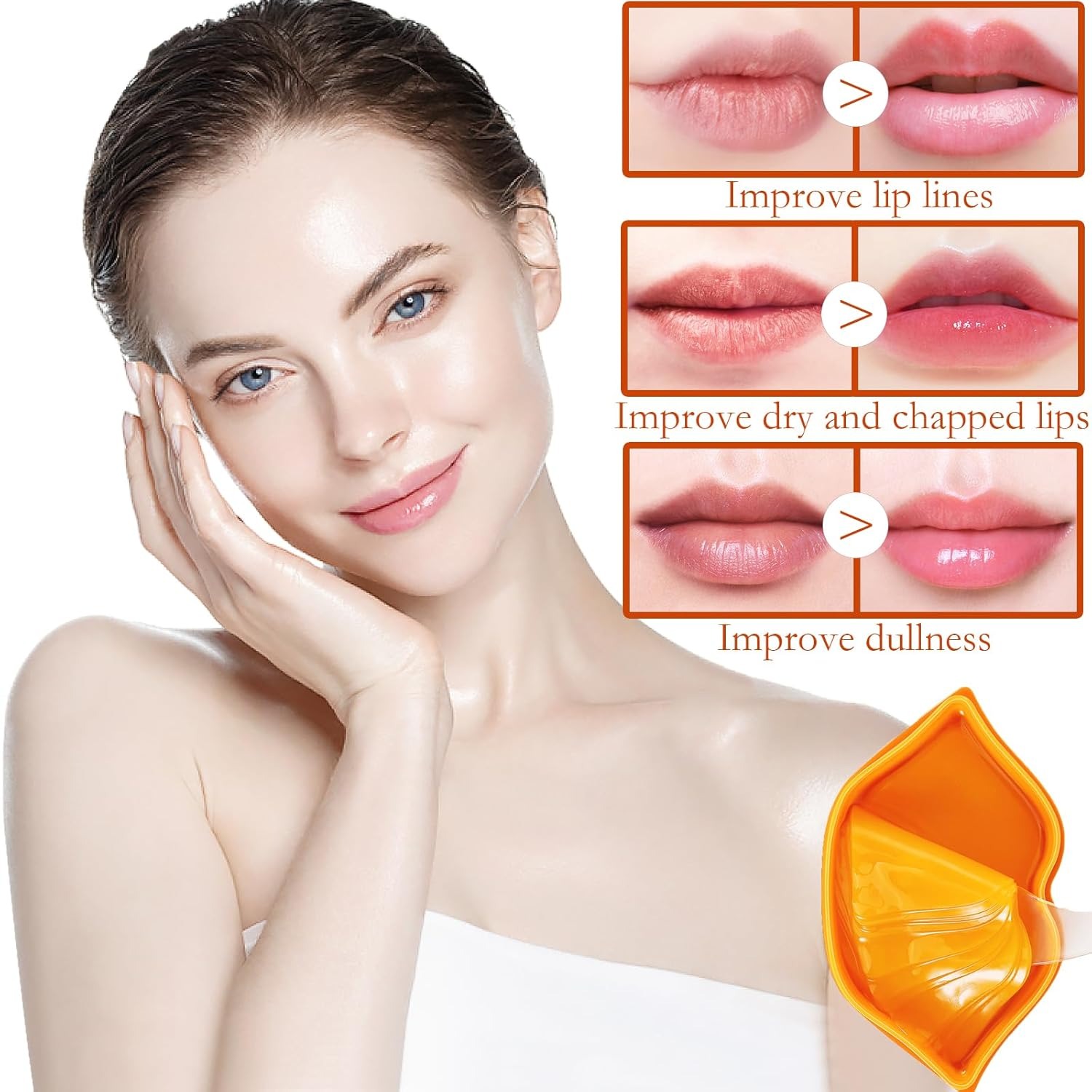 Picture of ZHIDUO Orange Extracted Moisturizing & Reapair Lip Mask- 20 Pcs - 