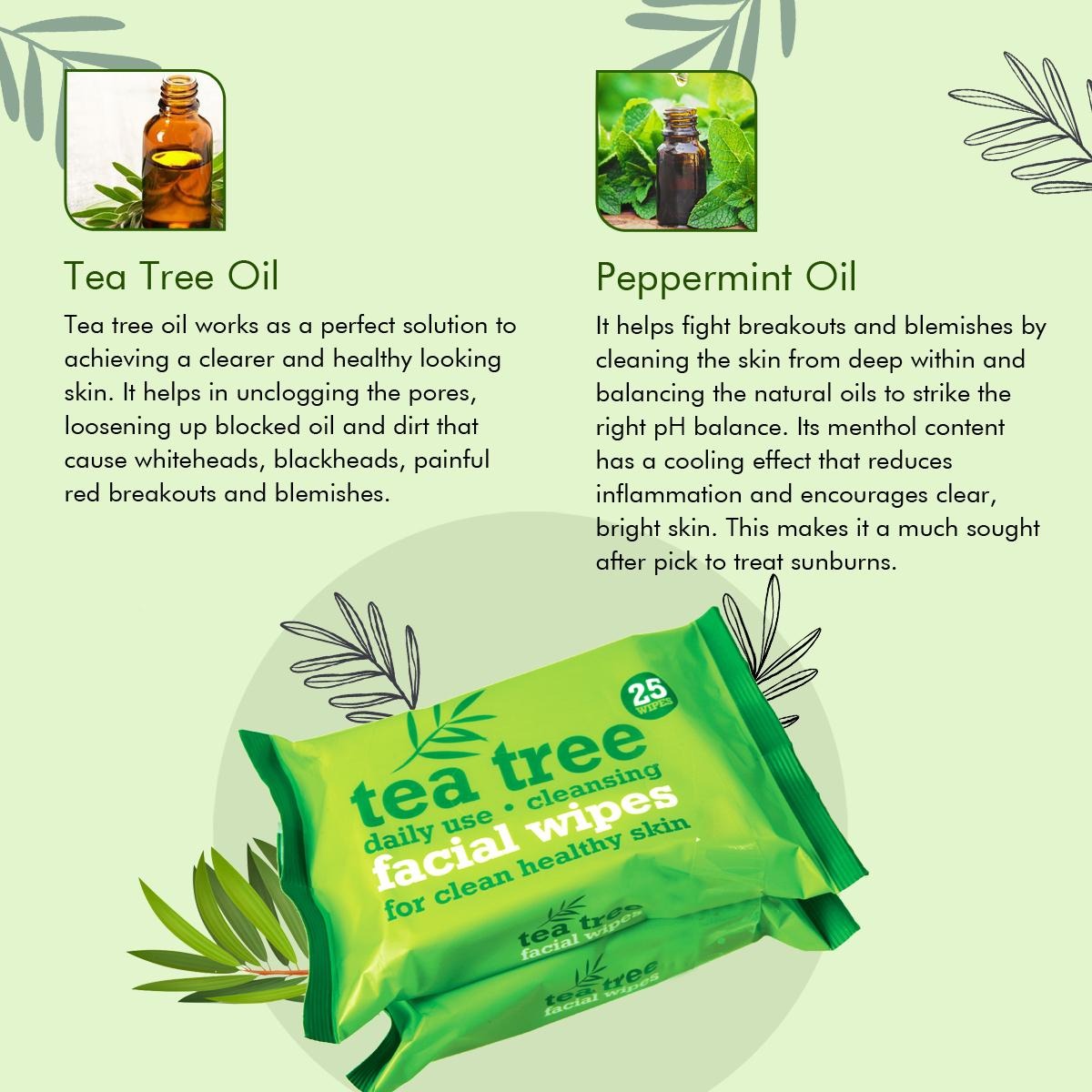 Picture of Tea Tree Daily Use Clean Healthy Skin Facial Wipes- 25 Wipes - 