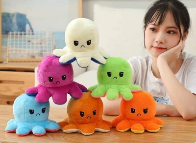 Picture of Cute Octopas Double Colour Flip baby Cotton Soft Doll- 1 Piece (20cm) - 