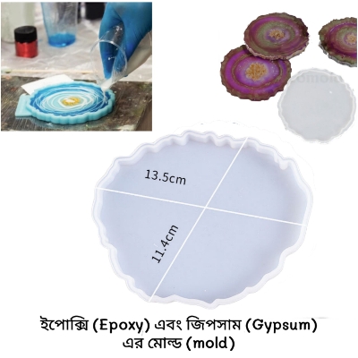 Picture of Resin Epoxy and Gypsum  mould Silicone Geode Coaster Mold Resin Epoxy Casting Mould DIY Art Craft Accessories Nicle 1pcs_resgin_epoxy_gypsum_mould - 