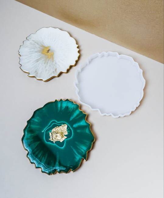 Picture of Resin Epoxy and Gypsum  mould Silicone Geode Coaster Mold Resin Epoxy Casting Mould DIY Art Craft Accessories Nicle 1pcs_resgin_epoxy_gypsum_mould - 