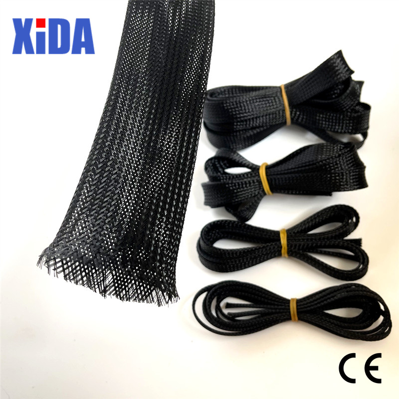 Picture of 3 Feet Black Nylon Mesh Pet Wire Sleeving Spiral Wrapping Expandable Insulated heat proof Braid Tight  Cable Sleeve - 