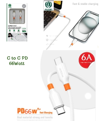 Picture of PD Cable C To C -JNUOBI X-66w Type C to C 30W orginal PD Cable  Type C To C Cable Type C To Type C Fast Charging Cable Support 6A White - 