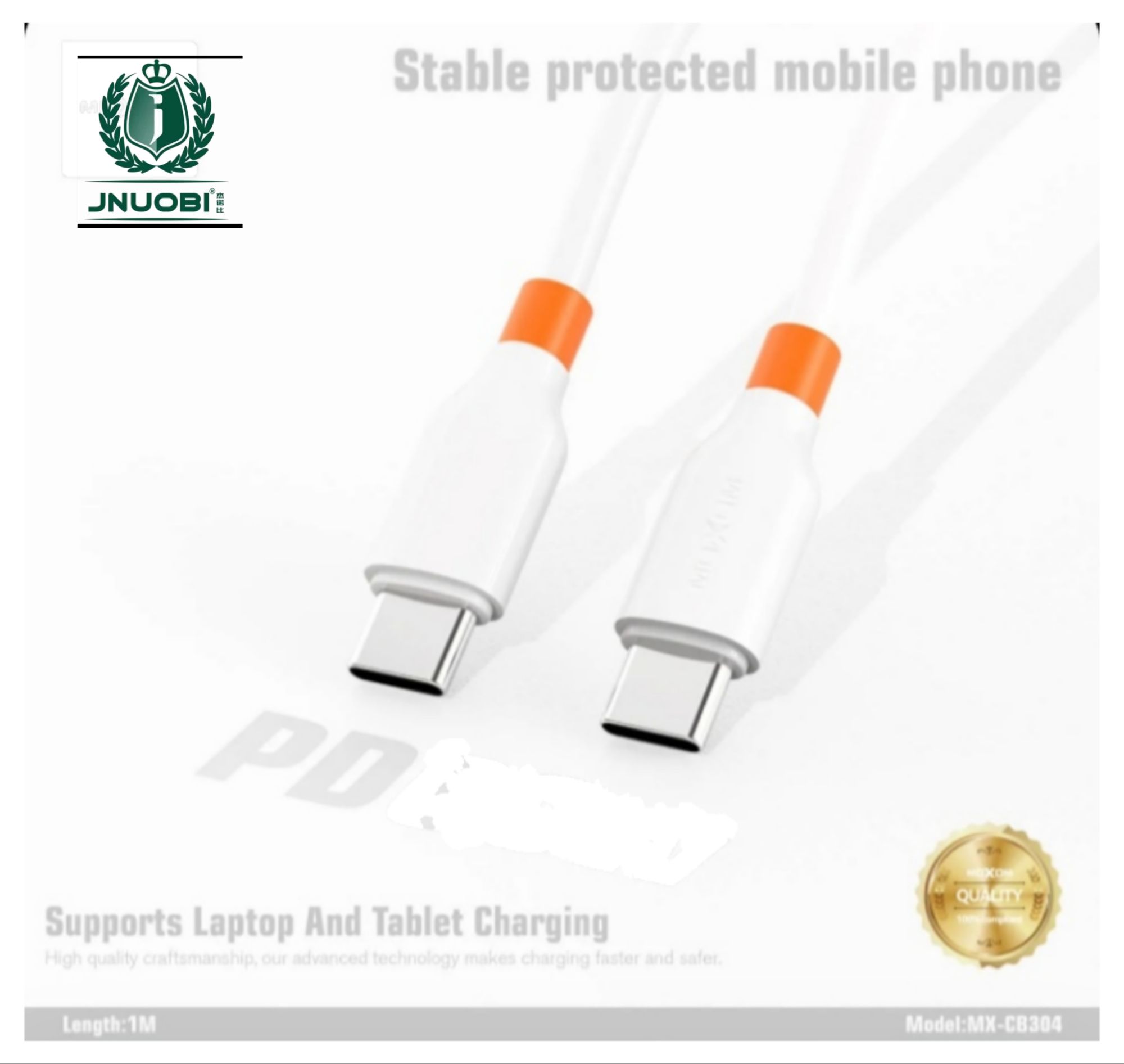 Picture of PD Cable C To C -JNUOBI X-66w Type C to C 30W orginal PD Cable  Type C To C Cable Type C To Type C Fast Charging Cable Support 6A White - 