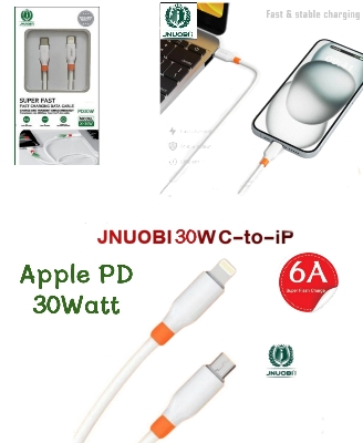 Picture of Apple PD Cable -JNUOBI X-30w Type C to Apple 30W orginal PD Cable  Type C To Apple Cable Type C To lightning Fast Charging Cable Support 6A White - 