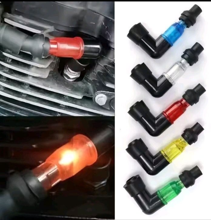 Picture of Motorcycle Ignition Spark Plug Cap Universal Flash Spark Plug High Pressure Cap Elbow Shaped Motorcycle Modification Accessories