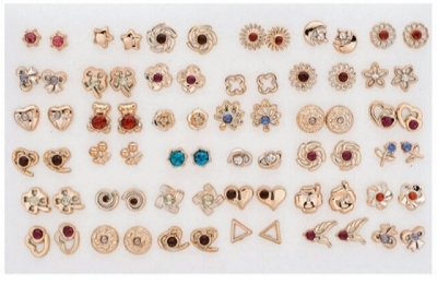 Picture of 36 Pairs/72 Pieces Set Fashion Bow Snowflake Cat Stud Earrings Set Handmade Cartoon Earrings For Women Girls Children Jewelry Gift