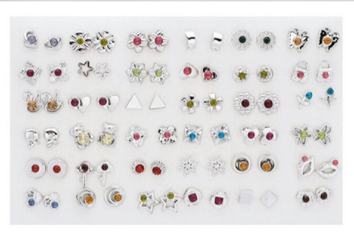 Picture of 36 Pairs/72 Pieces Set Fashion Bow Snowflake Cat Stud Earrings Set Handmade Cartoon Earrings For Women Girls Children Jewelry Gift