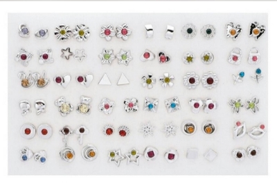 Picture of 36 Pairs/72 Pieces Set Fashion Bow Snowflake Cat Stud Earrings Set Handmade Cartoon Earrings For Women Girls Children Jewelry Gift