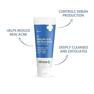 Picture of The Derma Co 1% Salicylic Acid Gel Face Wash for Acne | Deeply Cleanses & Exfoliates | Helps Reduce Acne & Controls Oil Production-100ml