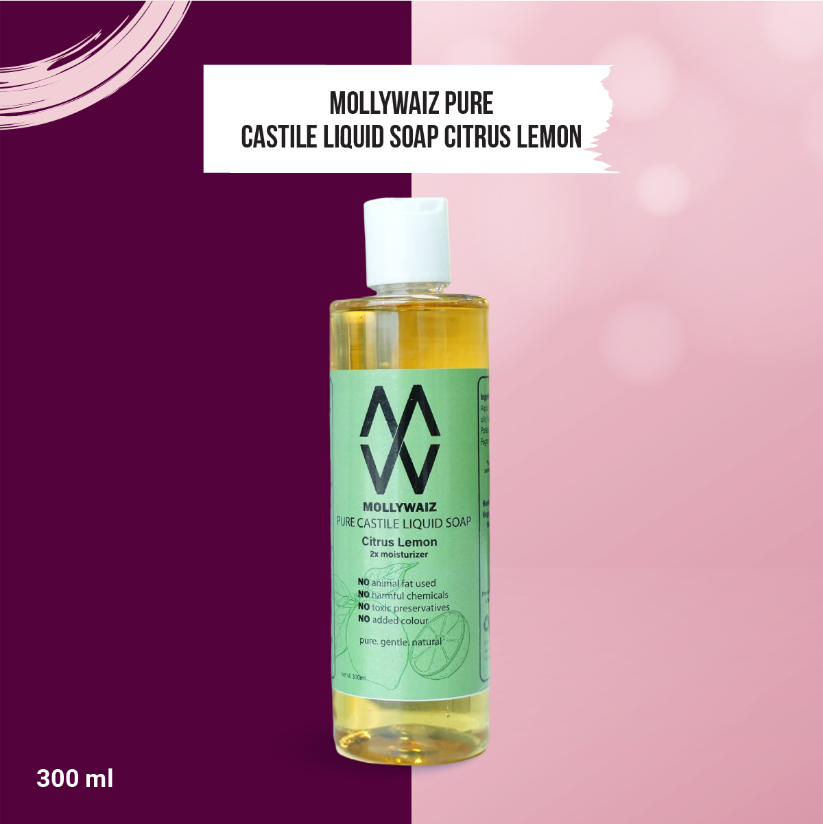 Picture of Mollywaiz Pure Castile Liquid Soap BUNDLE PACK Body Wash and Face Wash (300X3=900ML)