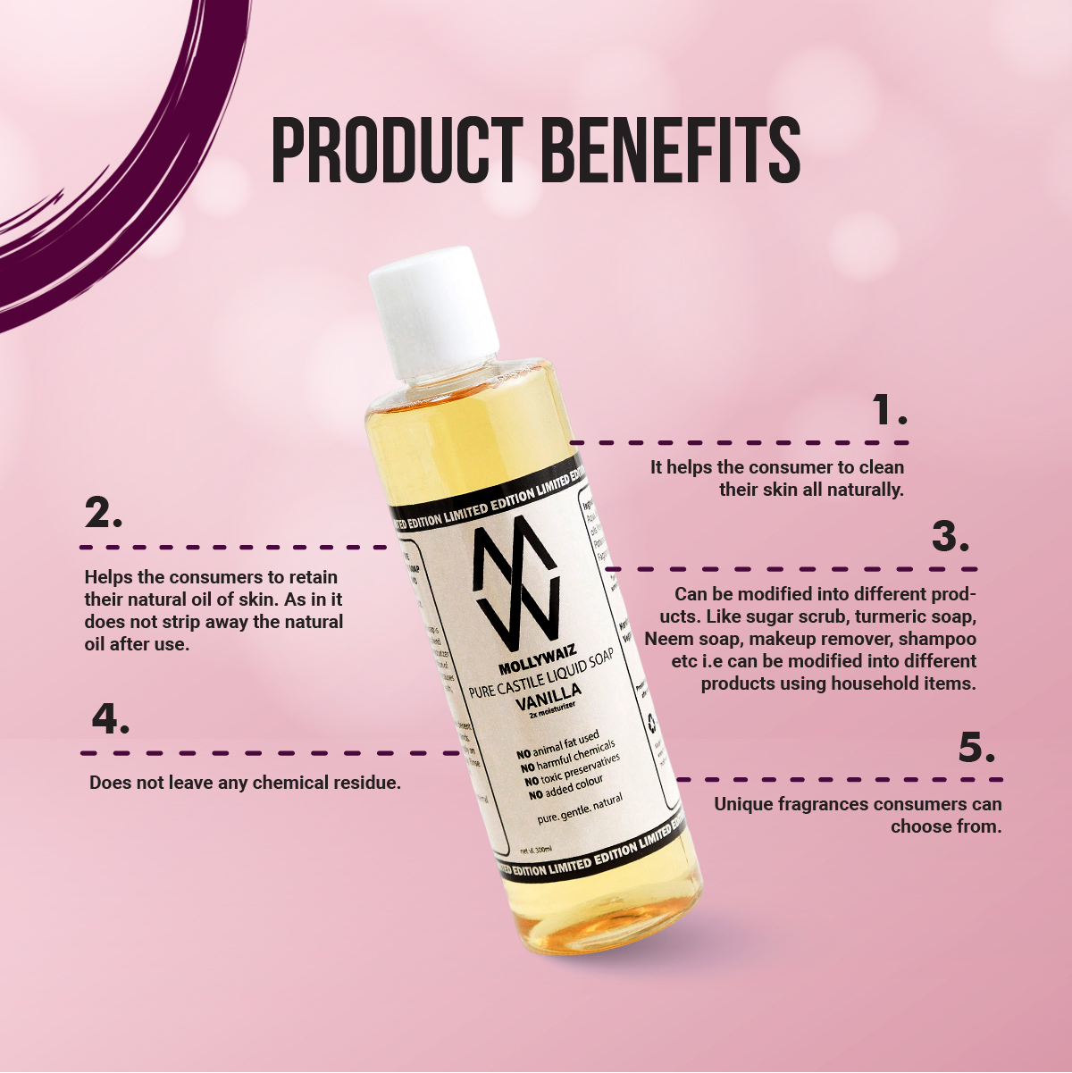 Picture of Mollywaiz Pure Castile Liquid Soap Buy 2 Get 1 Facewash & Body Wash