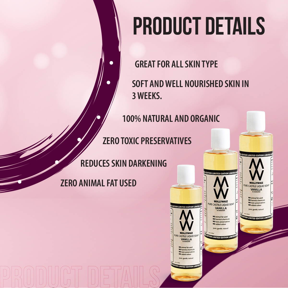 Picture of Mollywaiz Pure Castile Liquid Soap Buy 2 Get 1 FREE Body Wash & Face Wash