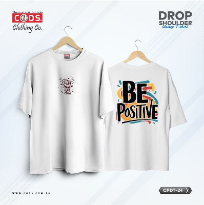 Picture of Premium Quality DTF Printed 100% Cotton Drop Shoulder T-Shirt for Men and Women / Trendy Look with This Versatile Tee White