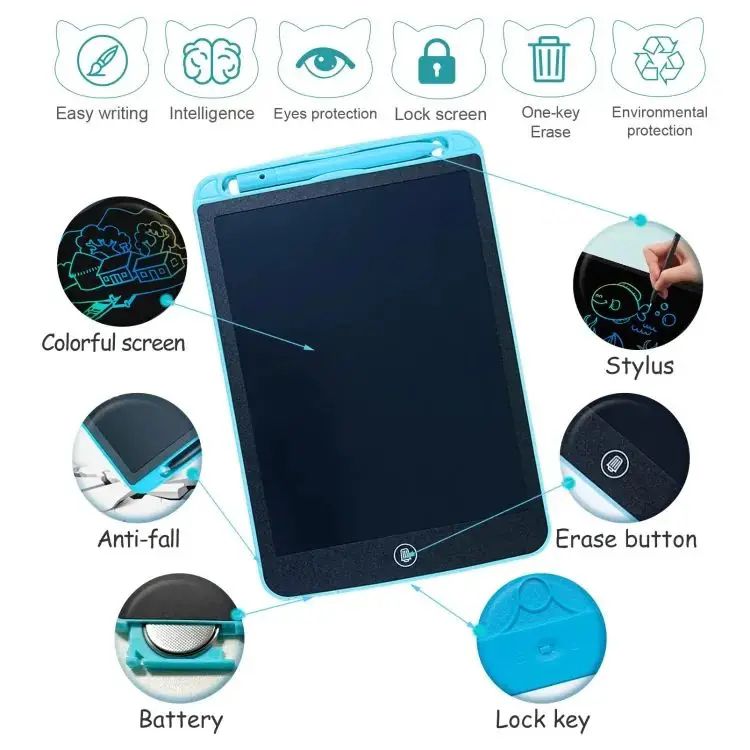 Picture of 12 Inches LCD Writing Tablet with delete button.Digital Graphic Tablets,Electronic