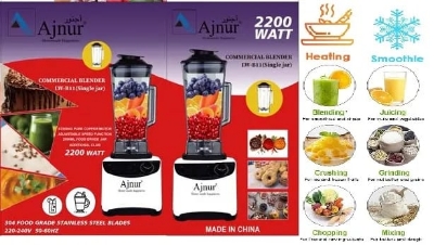 Picture of 2200 Watts Ajnur Commercial Blender Plus Mixer Grinder STEEL BUSH (2 JAR)