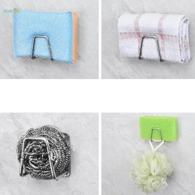 Picture of 2pcs Kitchen Storage Rack Holder Sink Bathroom Shelf Soap Sponge HolderLow (Silver)