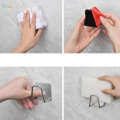 Picture of 2pcs Kitchen Storage Rack Holder Sink Bathroom Shelf Soap Sponge HolderLow (Silver)