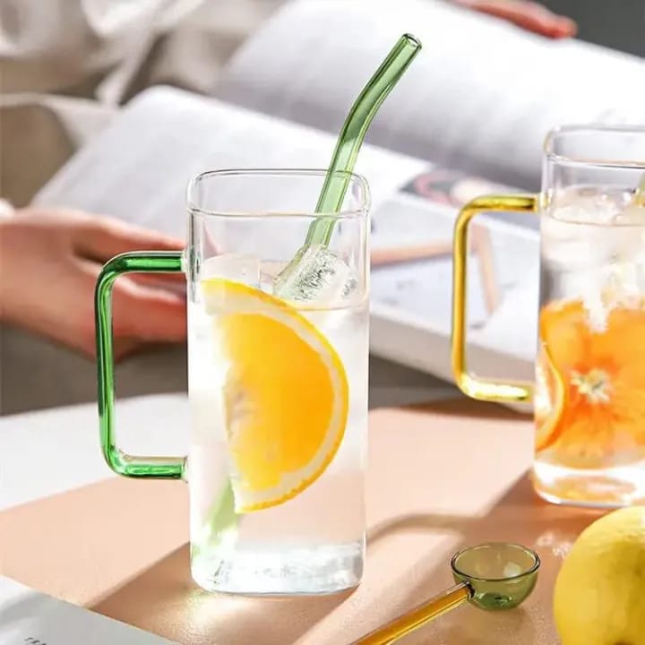 Picture of 400ml Glass Cup With Lid and Straw Transparent Bubble Tea Cup Juice Glass Beer Can Milk Mocha Cups Breakfast Mug Drinkware