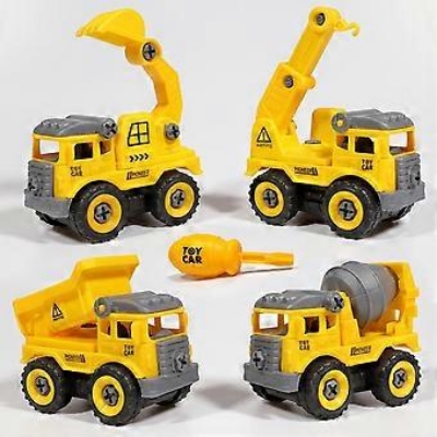 Picture of 4pcs Construction Toy Engineering Car Fire truck Screw Build and Take Apart Great for Kids Boys