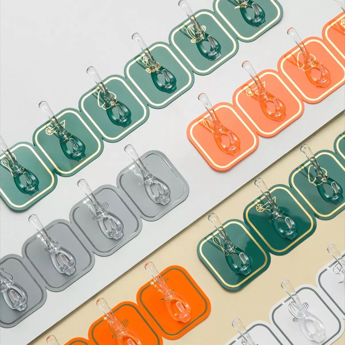 Picture of Adhesive Hooks Coat Rack Wall Mounted 6 Hook Self Adhesive PVC Wall Hangers