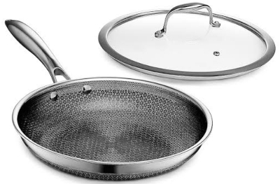 Picture of AMERCOOK USA long handle kadhai tri-ply stainless steel 26CM honeycomb non-stick