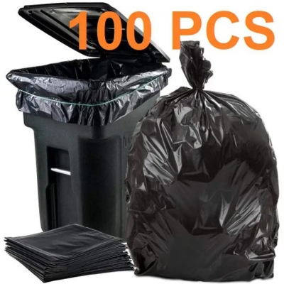Picture of BLACK (24" X18") 100PCS Trash Bag / Poly Bag / Garbage Bag / Moyla Felar Bag / Polibag