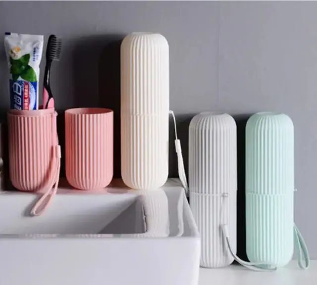 Picture of Creative Portable Travel Toothpaste Toothbrush Holder Case Cap Non-Slip Strip Wash Cup Toiletries Bathroom Storage Box Plastic