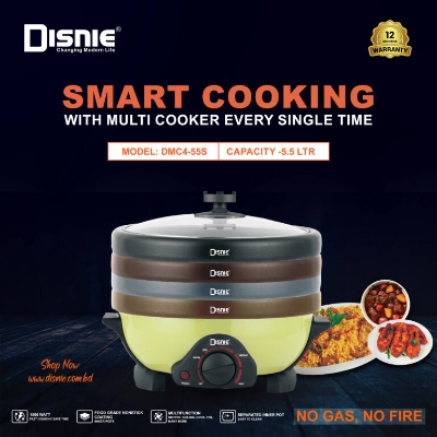 Picture of Disnie Electric Multi Curry Cooker With 4 Pots 4 Lids- 5.5 Ltr (Black)